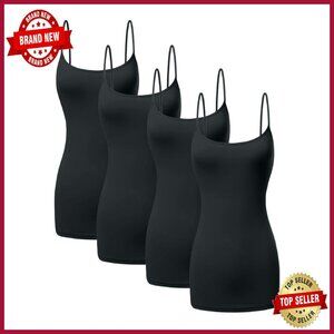 Long Cotton Camisole Tank Top Adjustable Straps Layering Basic